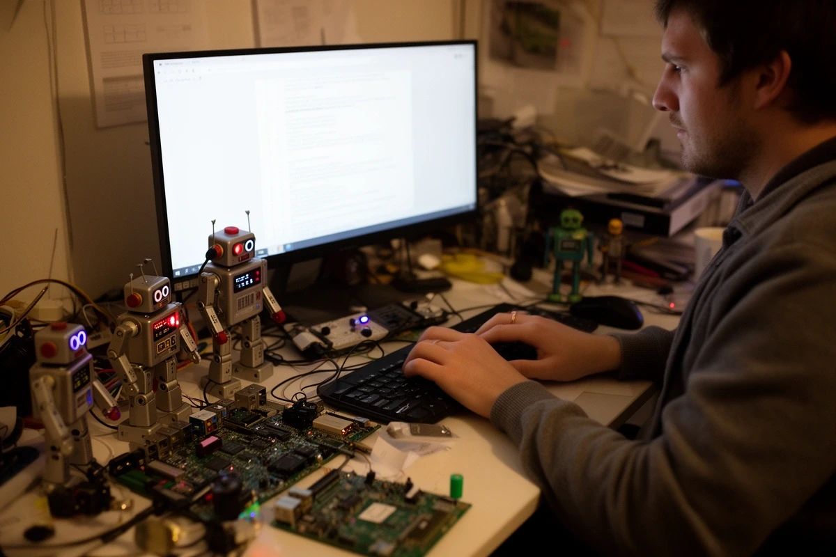 Team member working on code